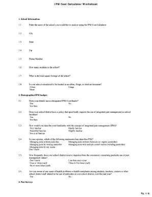 IPM Cost Calculator Worksheet