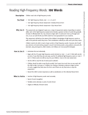 100 High-Frequency Words Assessment