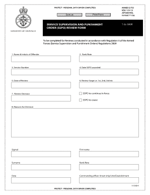 UK Armed Forces SSPO Review Form