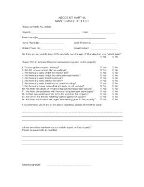 Abode MT Martha Maintenance Request Form