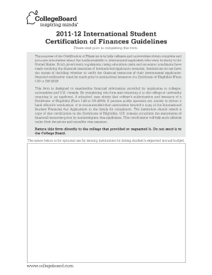 International Student Certification of Finances