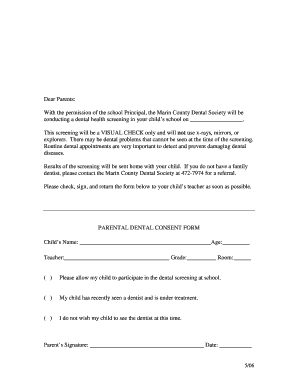 Parental Dental Consent Form