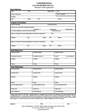 Business Credit Application