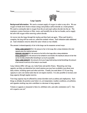 Lung Capacity Measurement Form