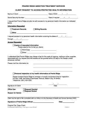 Client Request to Access Protected Health Information