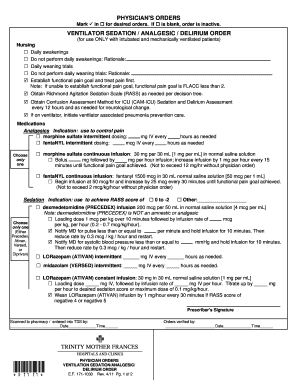 Ventilator Sedation Analgesic Delirium Order