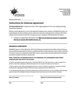 Arkansas Driving Record Service Agreement