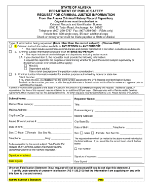 Alaska Criminal Justice Information Request Form