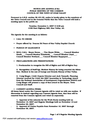 NOTICE AND AGENDA of the PUBLIC MEETING OF THE COMMON - ci star-valley az
