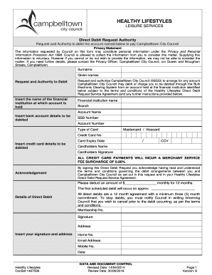 Direct Debit Request Authority - Campbelltown City Council - campbelltown nsw gov