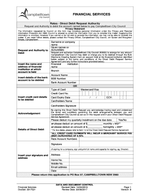 Rates - Direct Debit Request Authority - campbelltown nsw gov