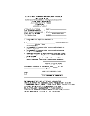 Florida Driver Improvement School Election Form