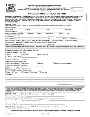 Orange County Roof Permit Application