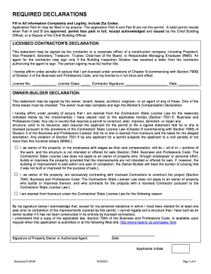 California Building Permit Application Part B