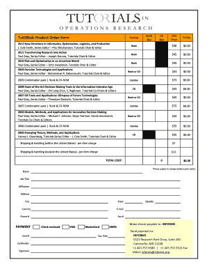 INFORMS Book and CD Order Form