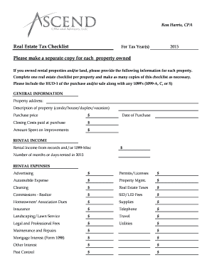 Real Estate Tax Checklist