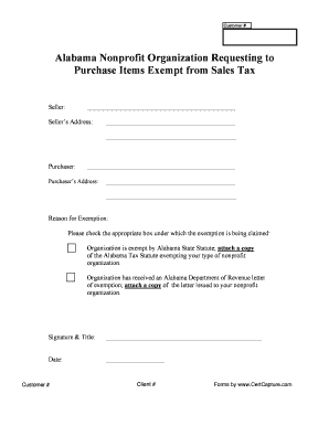 Alabama Nonprofit Sales Tax Exemption Request