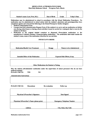 Medication Authorization Form