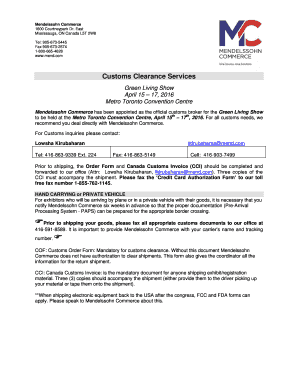 Canada Customs Invoice Form