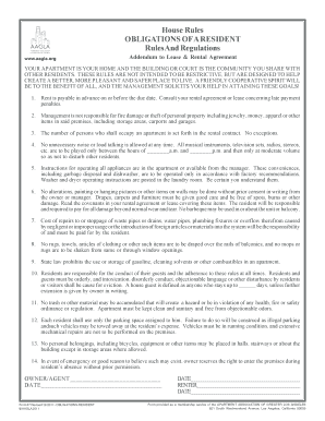 House Rules Addendum to Lease