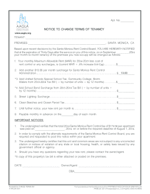 Notice to Change Terms of Tenancy