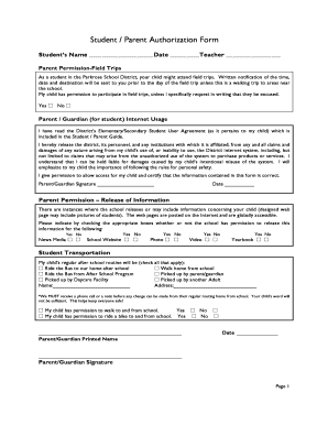 Student Parent Authorization Form