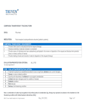 COMPENDIA TRANSPARENCY TRACKING FORM DRUG