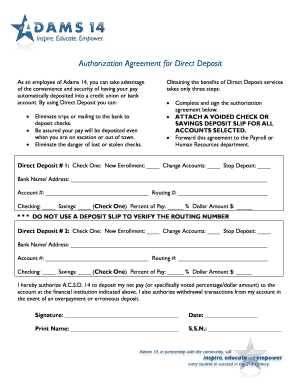 Employee Direct Deposit Authorization Agreement