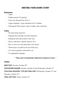 Short Story Grading Rubric - St John Brebeuf Regional - stjohnbrebeuf