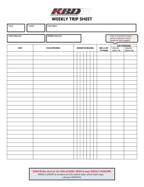 types of trip sheet