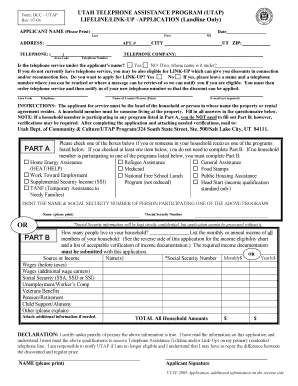 Utah Telephone Assistance Program Application