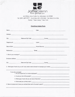 Overtime Intake Form