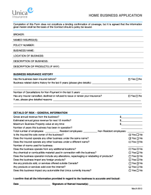 Home Business Insurance Application Form