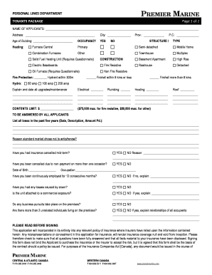 Tenant Insurance Application Form
