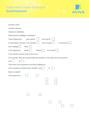 Green Home Power Generation Questionnaire