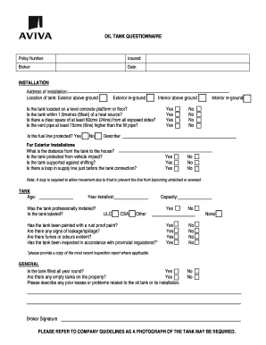 Oil Tank Questionnaire