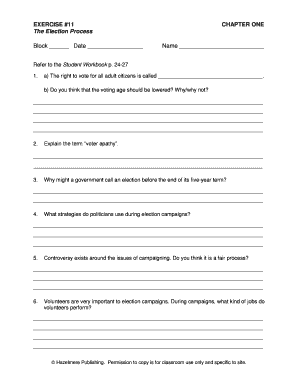 Election Process Worksheet