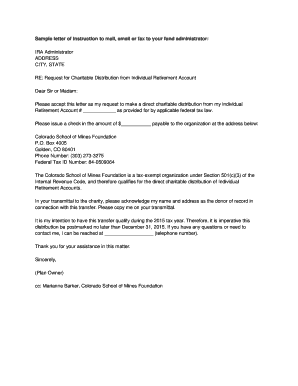 Request for Charitable Distribution from IRA