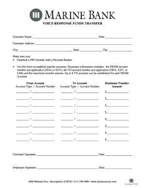 Voice Response Funds Transfer Form