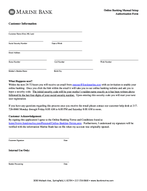 Online Banking Authorization Form