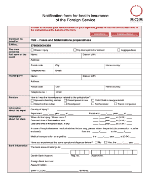 Health Insurance Notification Form for Foreign Service