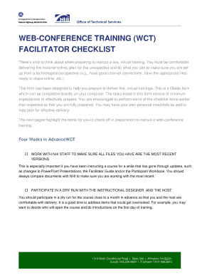 Web-Conference Training Facilitator Checklist