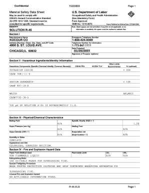 Material Safety Data Sheet