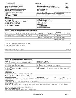 Material Safety Data Sheet