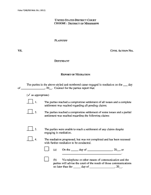 Report of Mediation Form 7