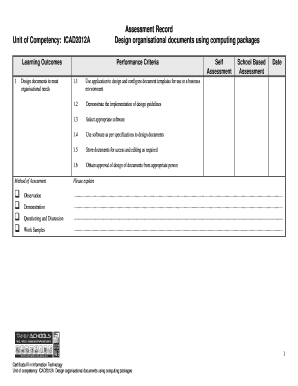 Assessment Record for Designing Organizational Documents