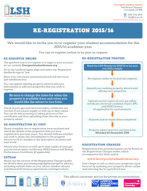 Liverpool Student Homes Re-Registration Form