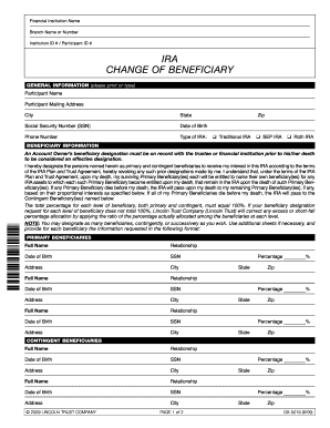 IRA Change of Beneficiary Form