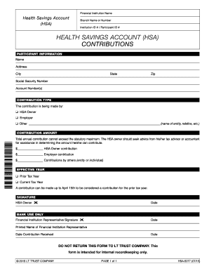 Health Savings Account Contribution Form