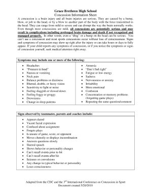 Concussion Information Sheet